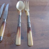 12 old knives and salad cutlery