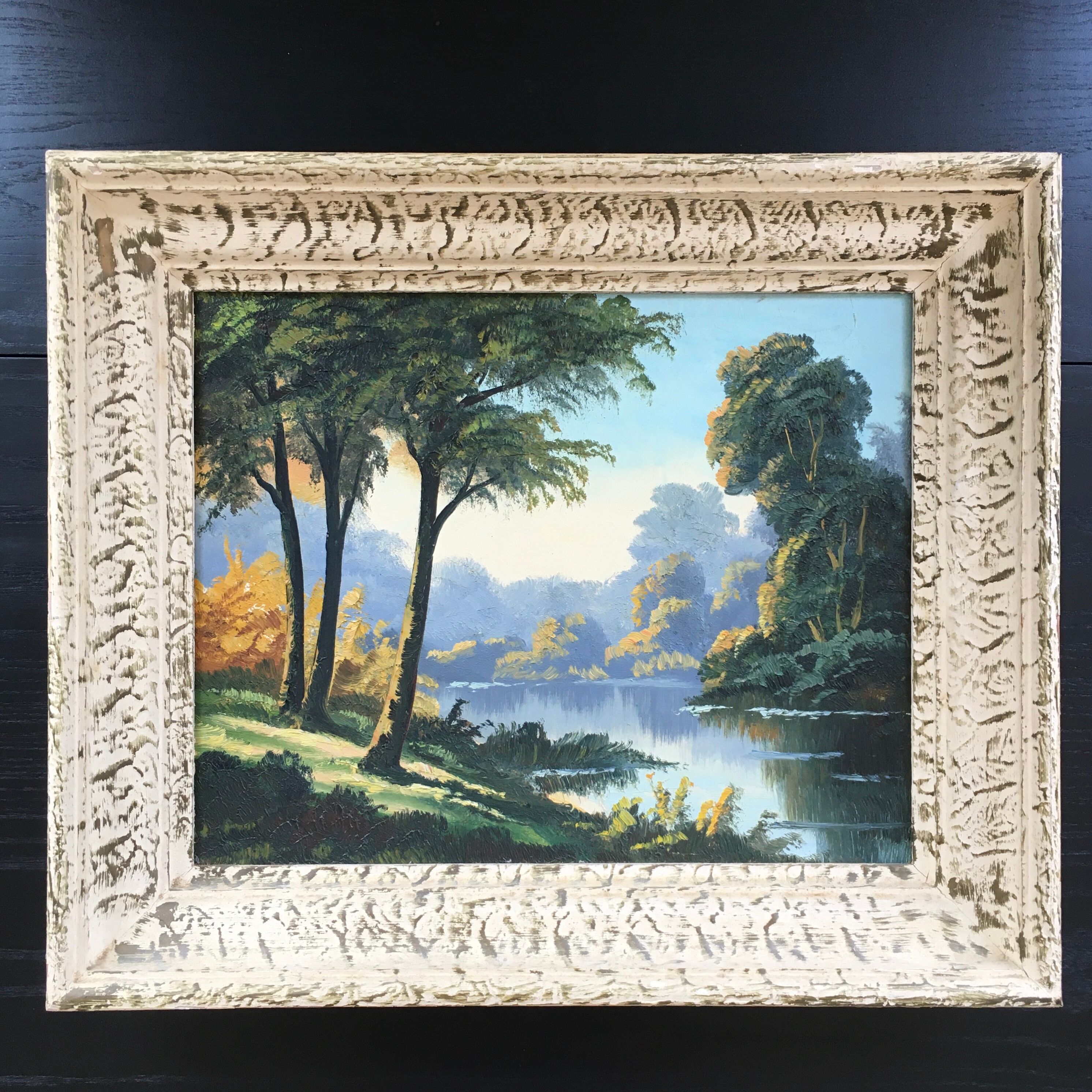Ancient painting trees and lake