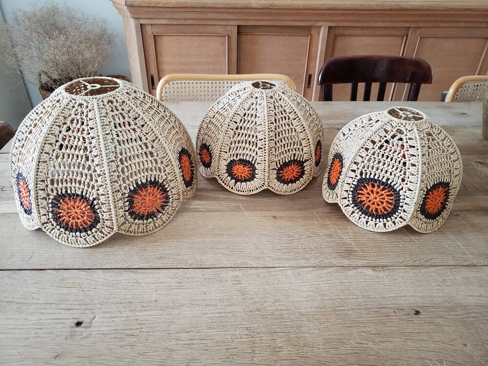 Set of 3 vintage lampshades