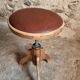 Tabouret français vintage en bois réglable, assise en skaï, années 1960