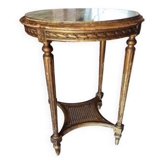 Old Louis XVI wooden pedestal table and marble top
