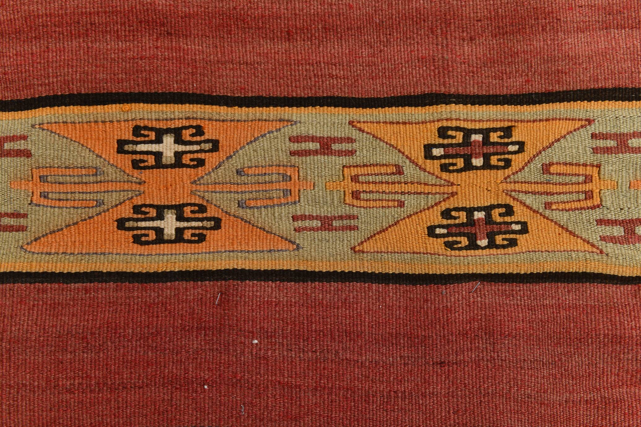 3x13 Runner Boho Hallway Rug, Kilim Runner Rug, 88x383Cm