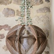 Vintage Scandinavian suspension string art wood and thread – 1970s design