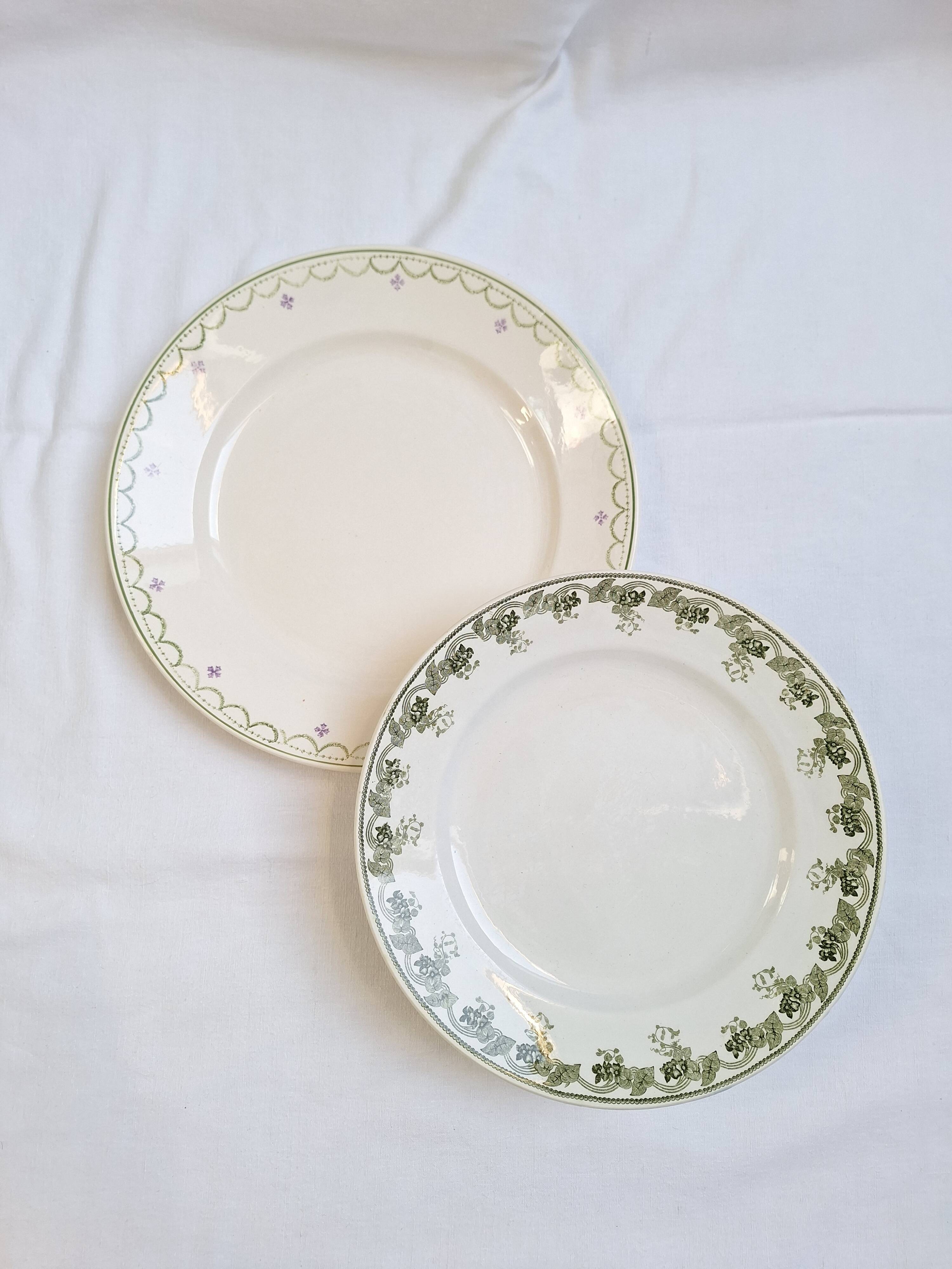 Longwy and Moulin des Loups Violetta round green platter