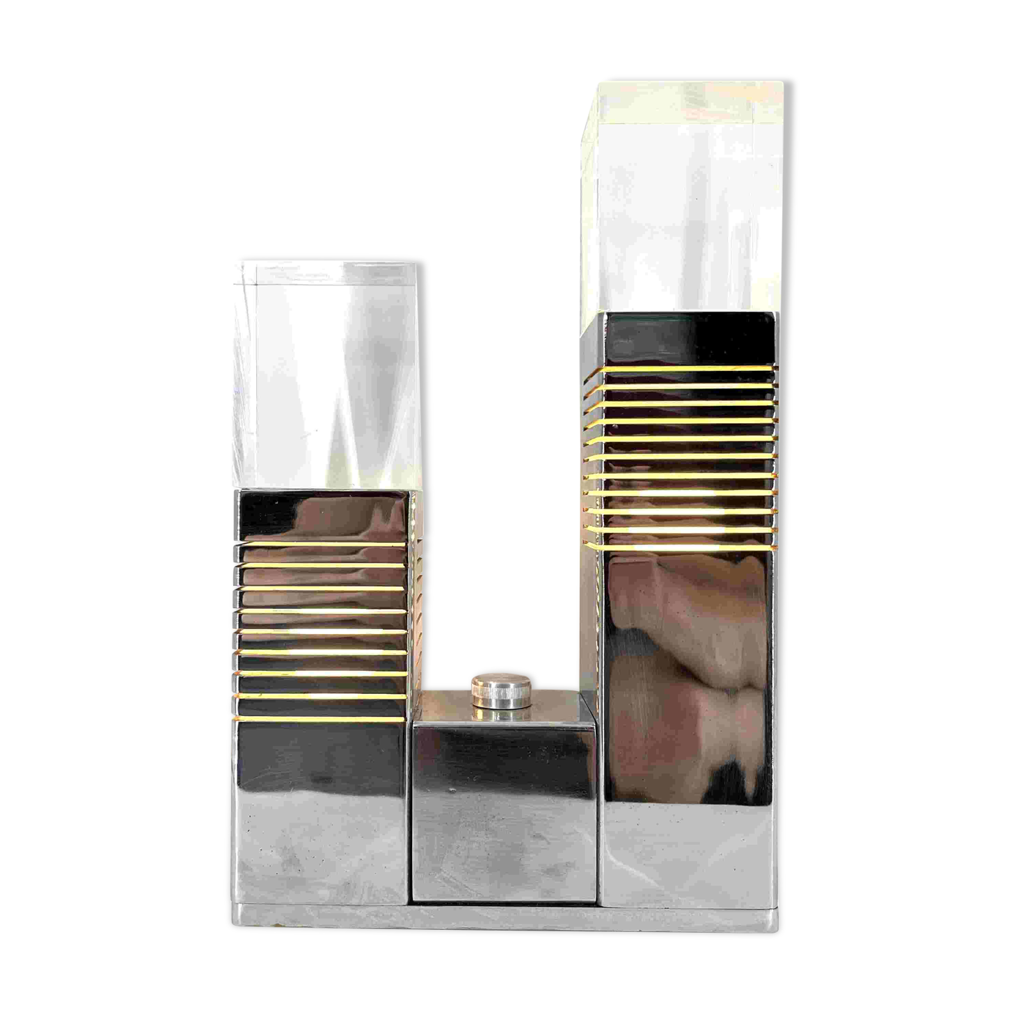 Vintage chrome and plexi table lamp attr. to Gaetano Missaglia, 1970s