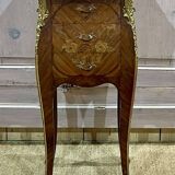 Louis XV style bedside table in rosewood and oak from the 70s with marble top