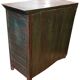 Blue and red glass sideboard with large old teak wood top