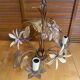 Vintage Lustre + 2 MASCA Wall Lights Hollywood Regency Gold Metal 70s It