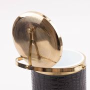 Vintage 1970s ice bucket - Black crocodile effect faux leather