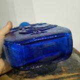 XXL cobalt blue bottle with embossed bird