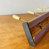 Old wall coat rack - 4 brass hooks