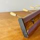 Old wall coat rack - 4 brass hooks