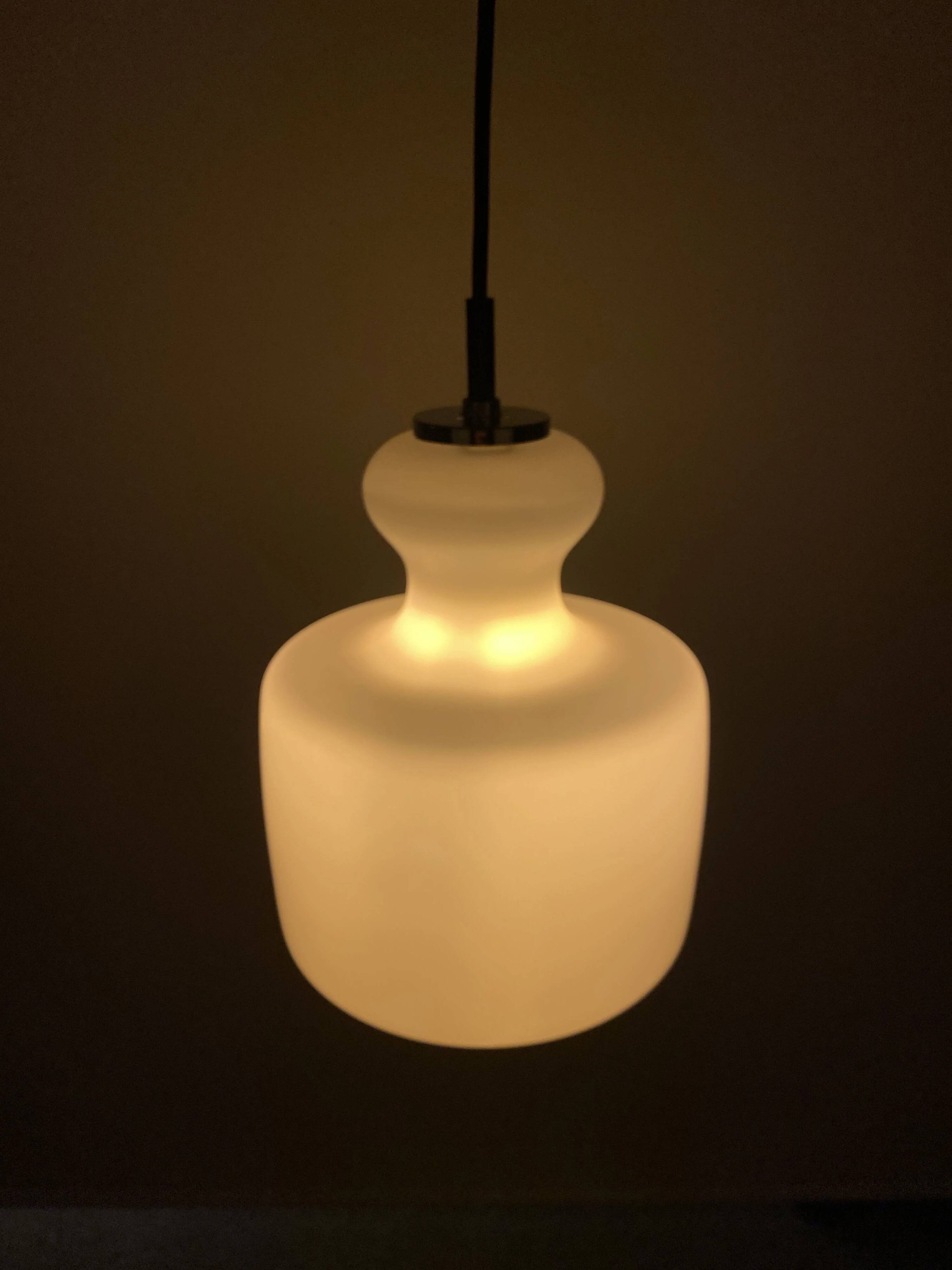 Frosted white glass pendant by Peill and Putzler 1960