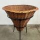 Vintage Rattan Point Basket / Plant Furniture, Netherlands 1960's