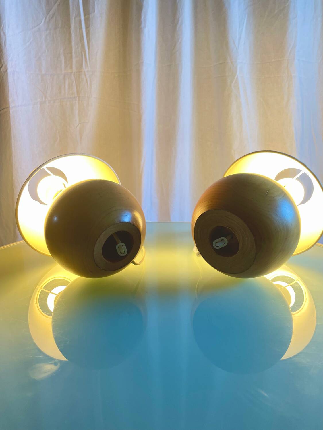 Lampes vintage en bois tourné