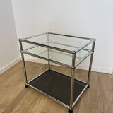 USM Haller side table in glass and anthracite grey