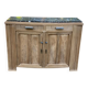 Renovated vintage art deco Parisian sideboard in solid wood and marble 152cm