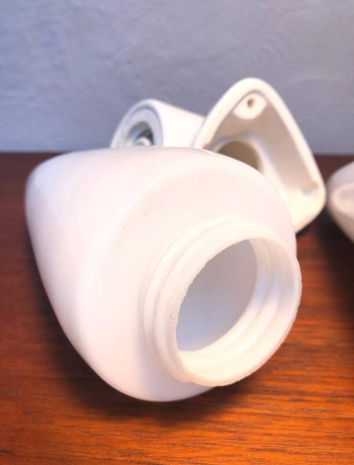 Vintage Ifö of Sweden ceramic bathroom lamps with opaline shades from the 1960s