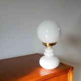 Globe lamp in white opaline, 1960