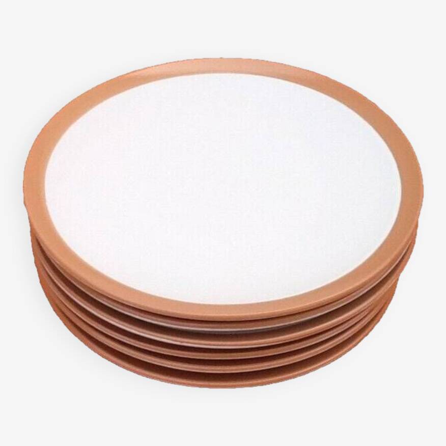 6 large flat plates. Glazed stoneware