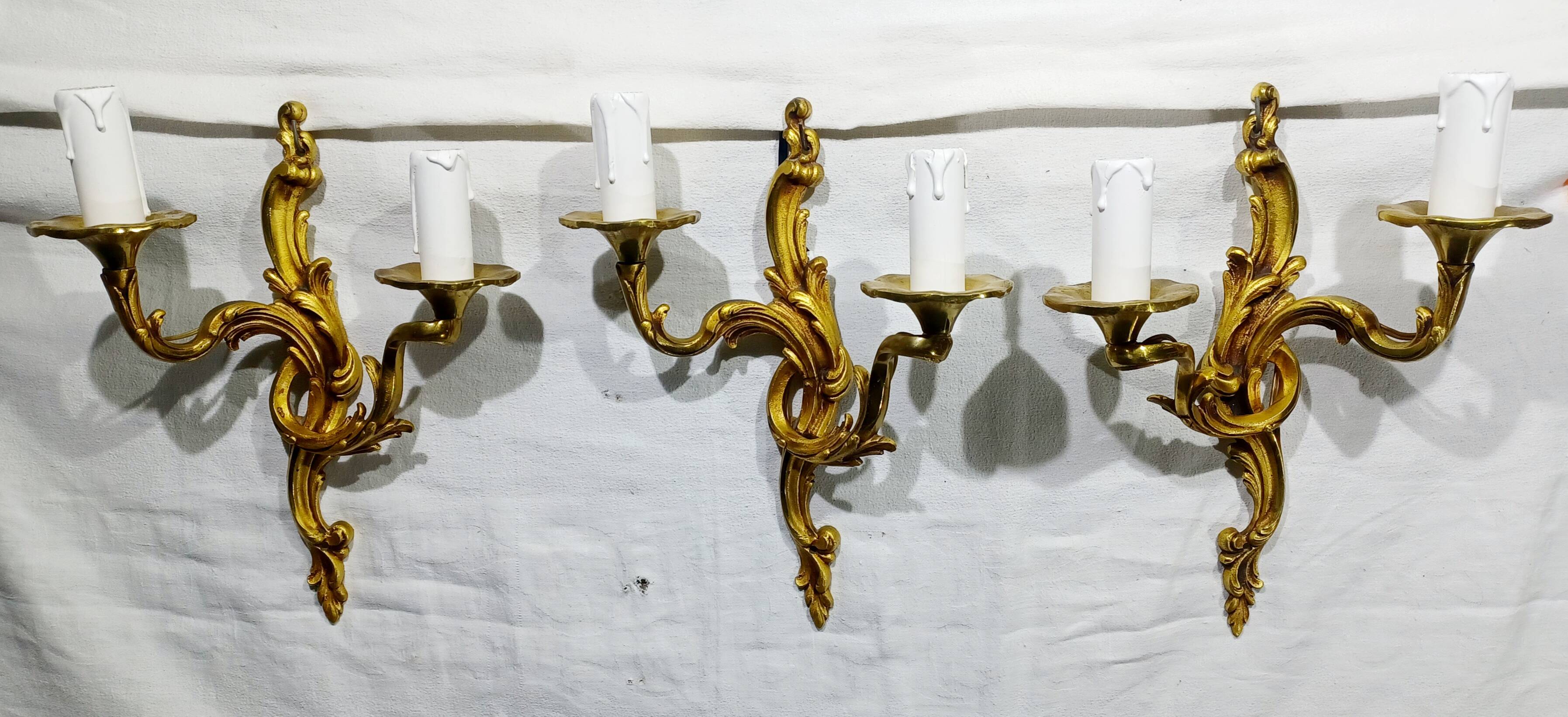 Bronze wall light triplet