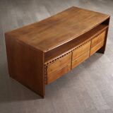 Curved Directors Desk In Walnut, Italy 1940s