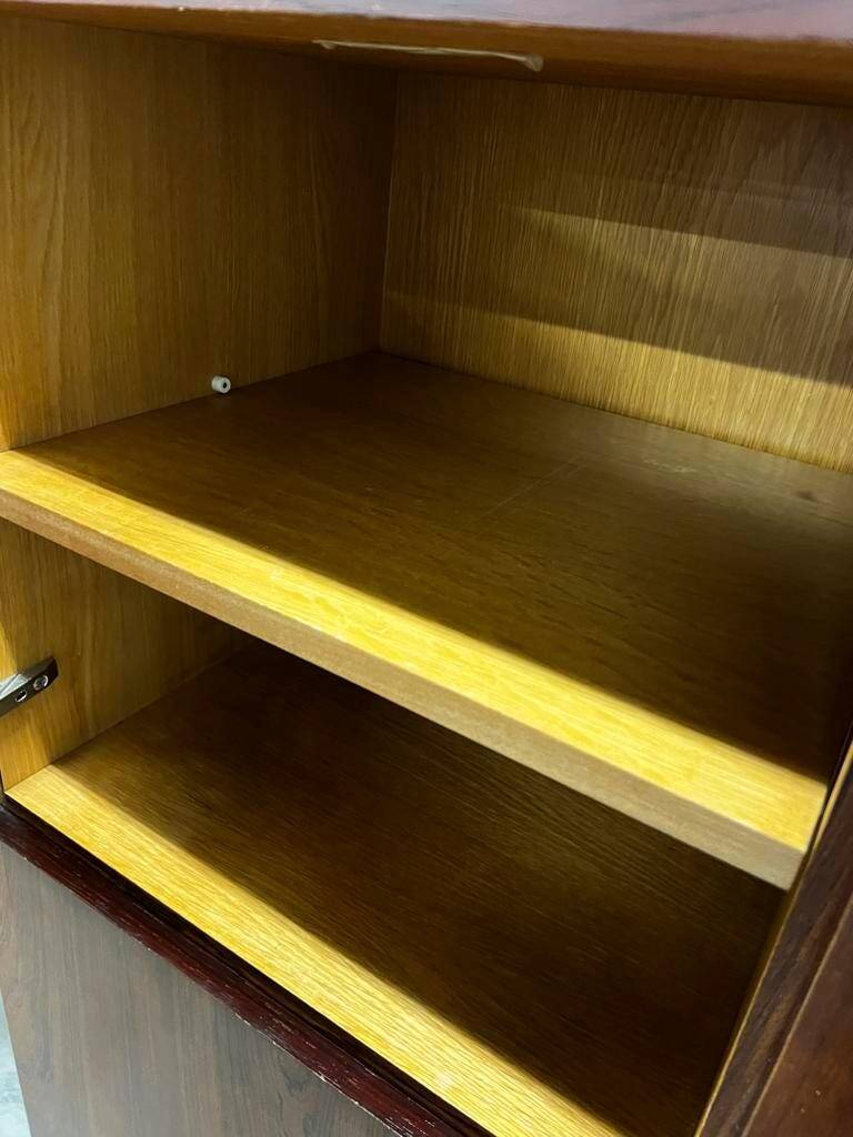 Vintage wooden bar cabinet with chrome frame