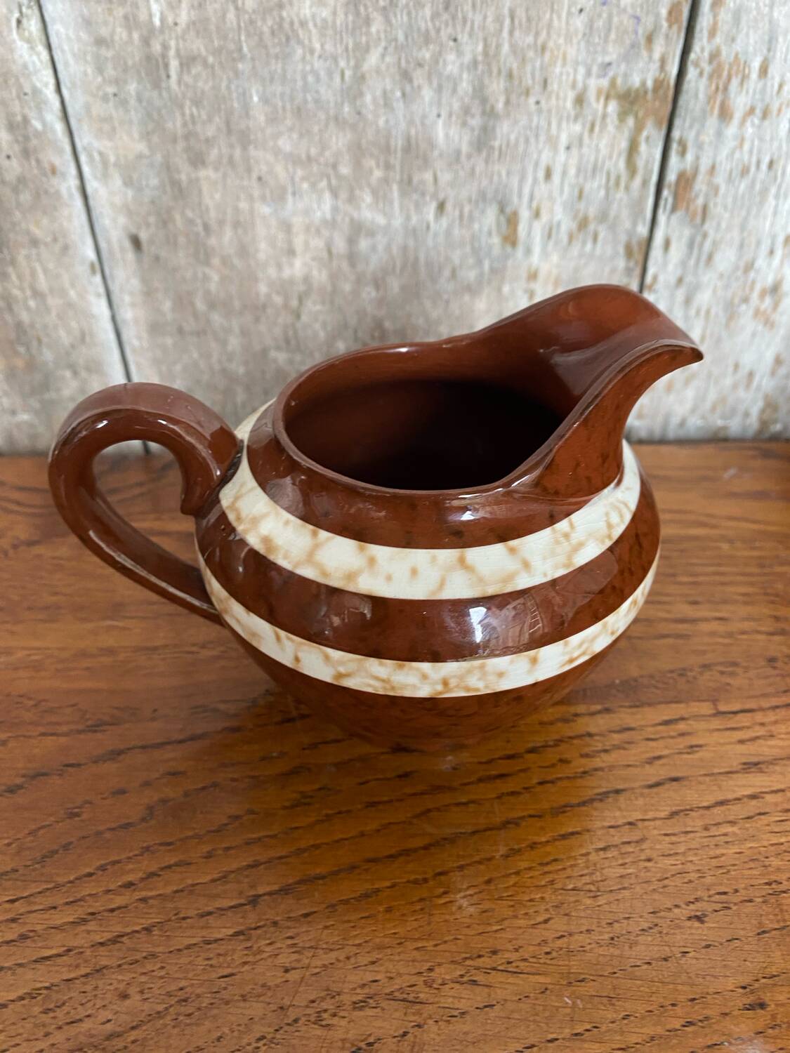 Ancien pot à lait sarreguemines modèle mary céramique marron & blanche