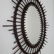 Dark rattan Sun mirror 64X52cm years 70