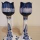Pair of Delft earthenware candlesticks