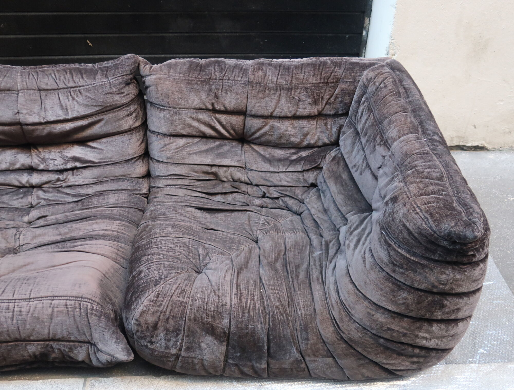 Togo in brown velvet by Michel Ducaroy for Ligne Roset 70s