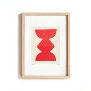 Abstract painting on red totem paper signed Eawy.
