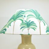 Pair of Tommaso Barbi Riviera palm tree table lamps from the 1970s with matching cushions.