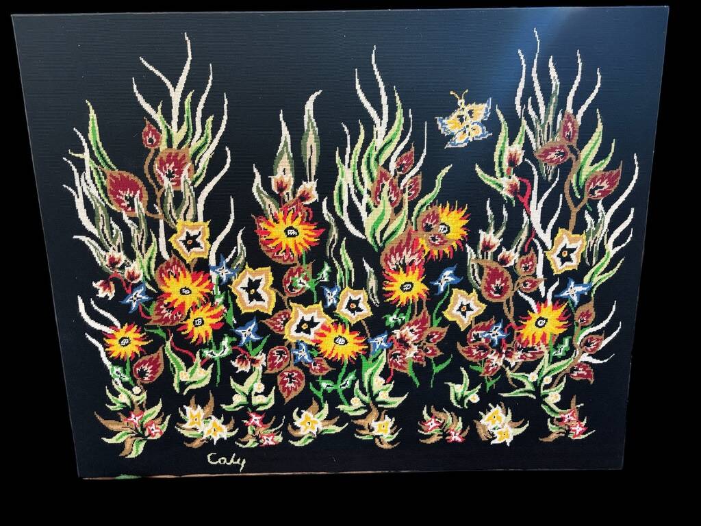 Tapisserie murale Signée O. Caly  "La Lice"  Atelier d'Art Contemporain 196