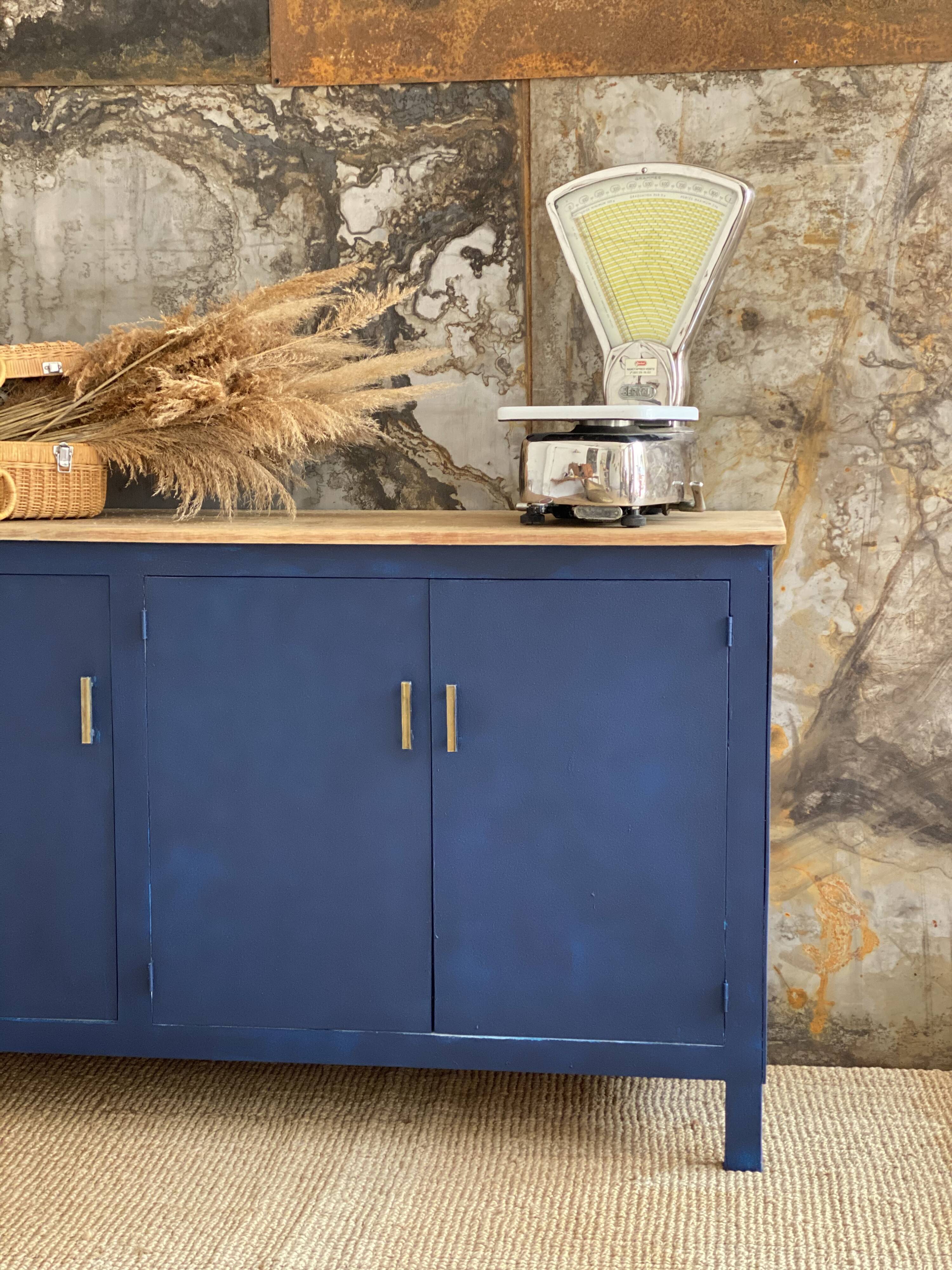 Buffet raw wood - king blue
