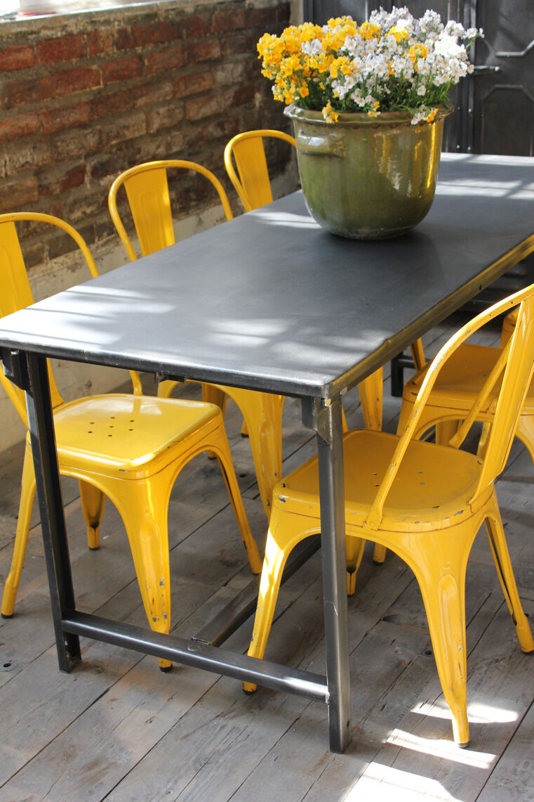 Industrial metal table of the 50s