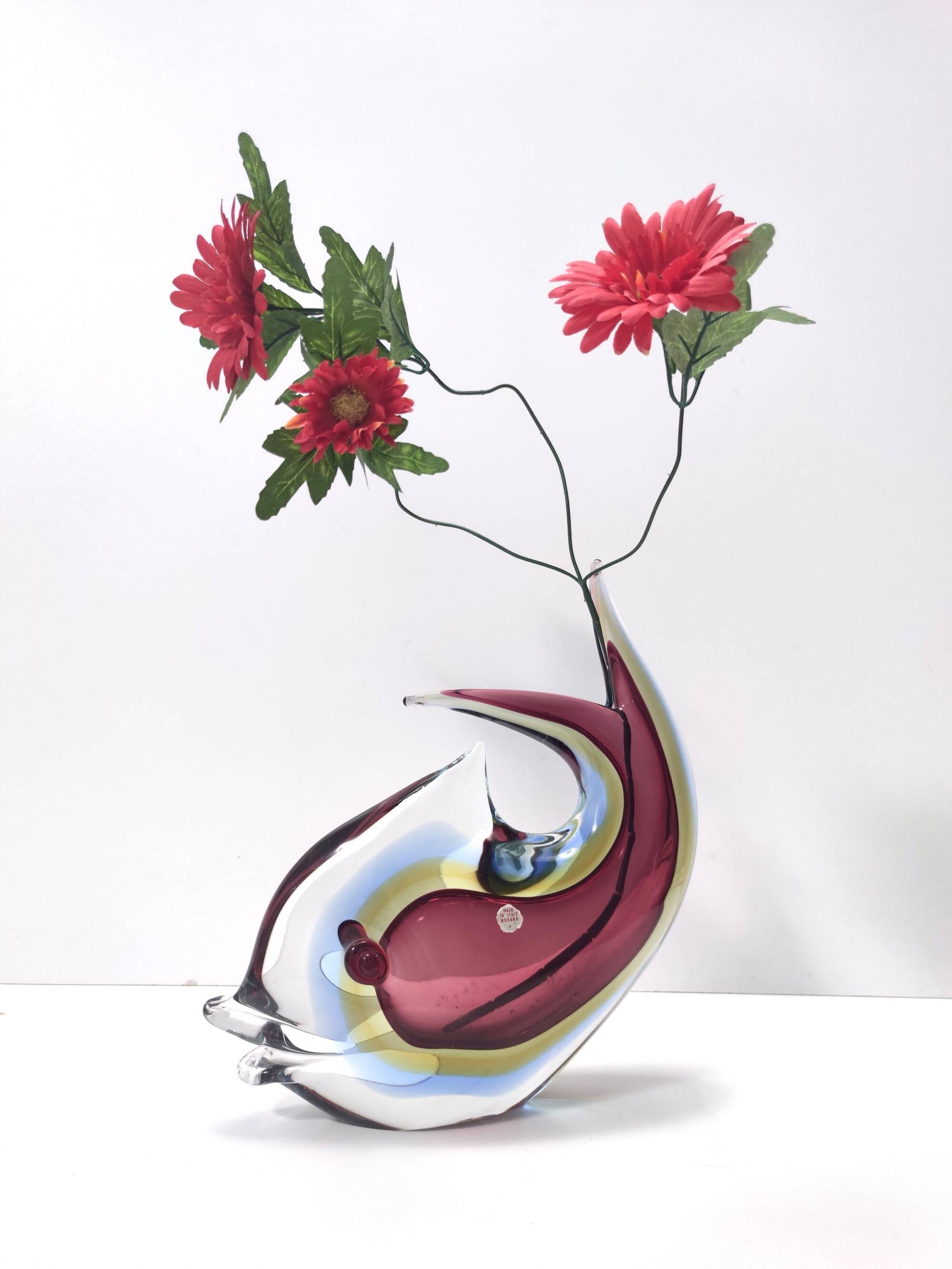 Sommerso Murano Glass Vase Ascribable to Poli for Seguso, Italy