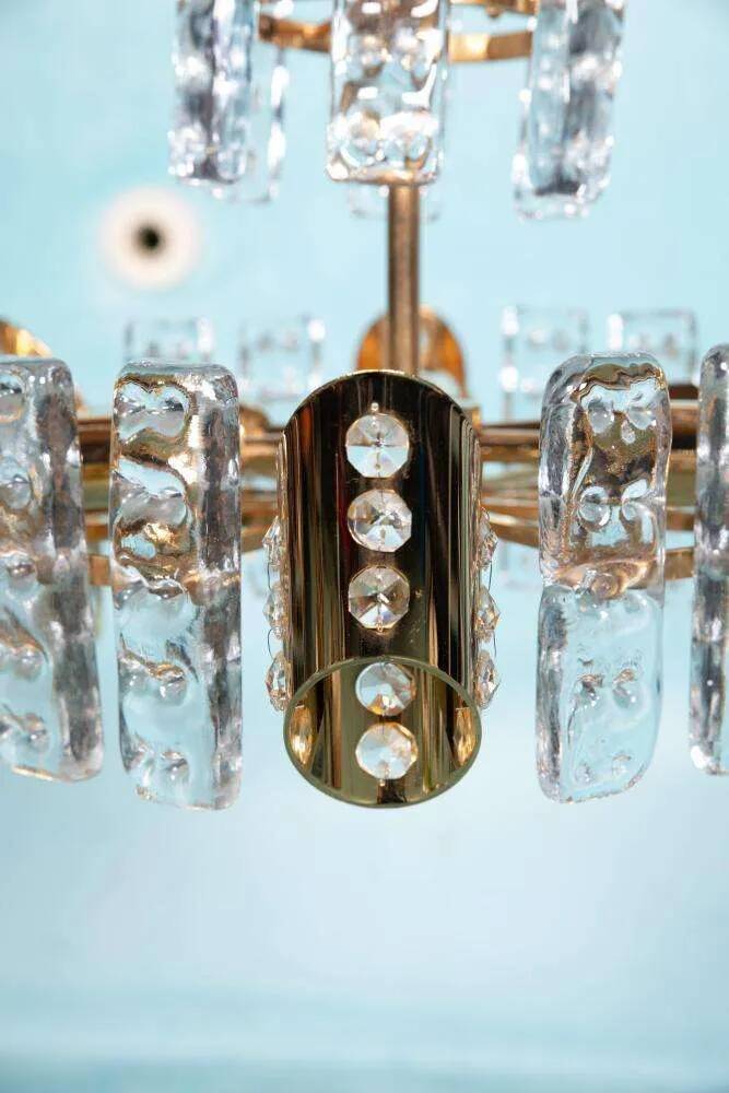 Midcentury gold crystal suspension by Orrefors, Fagerlund