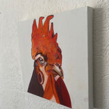 Coq portrait peinture à l’huile