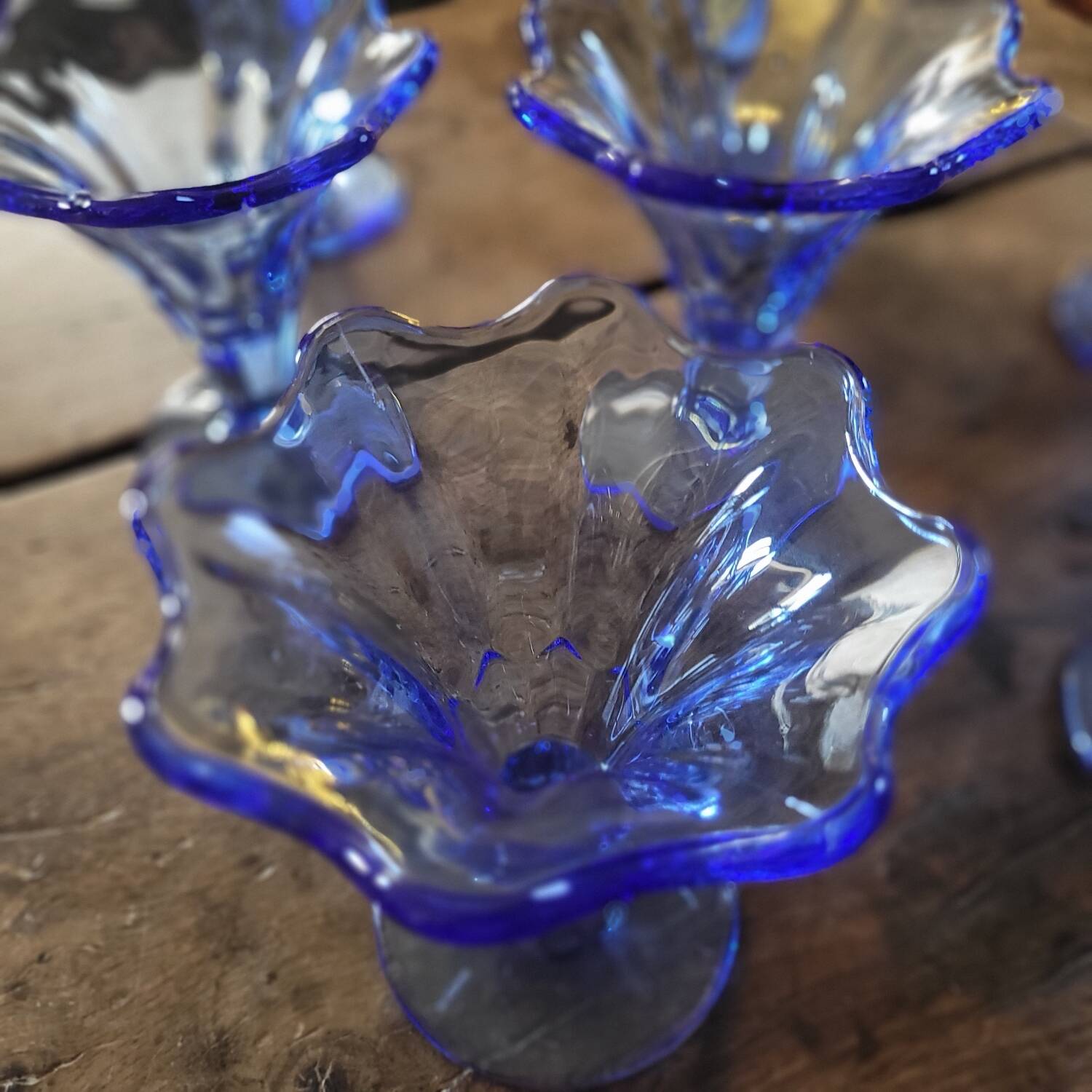 Coupes Ondulées Bleu Saphir La Rochère Vintage 80s0