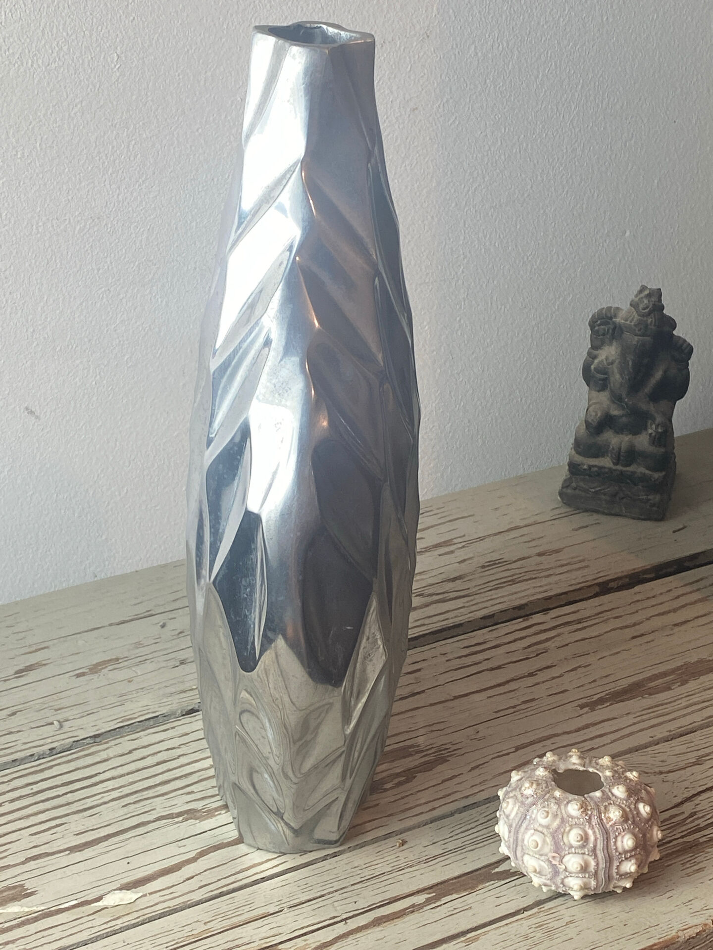 Brushed aluminium vase