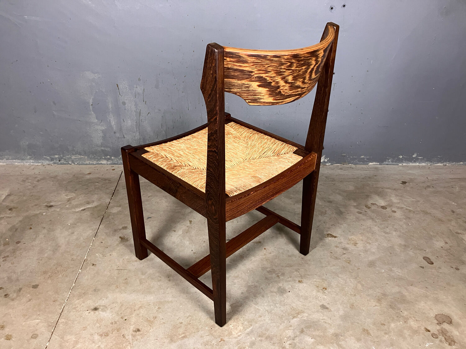 6 chairs rush Wenge Brutalist Mid Century