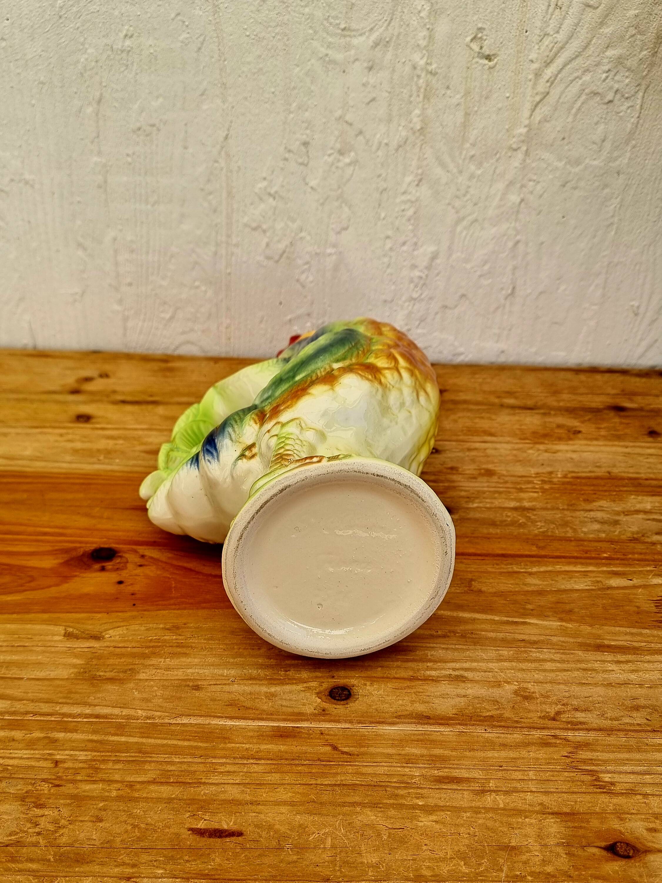 St-Clément barbotine rooster pitcher