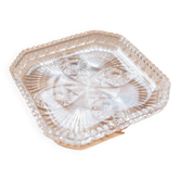 Square tray in Bohemian crystal, hand carved.