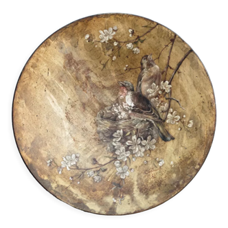 Bird dish, painted sheet metal, signed