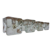 Finnish Ice Glass Candlesticks by Timo Sarpaneva for Juhava, 1970s, Set of 4