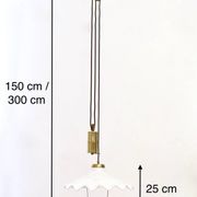 White Ceramic and Brass Adjustable Pendant Lamp, Italy