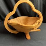 Vintage 20th century foldable wooden fruit bowl or basket