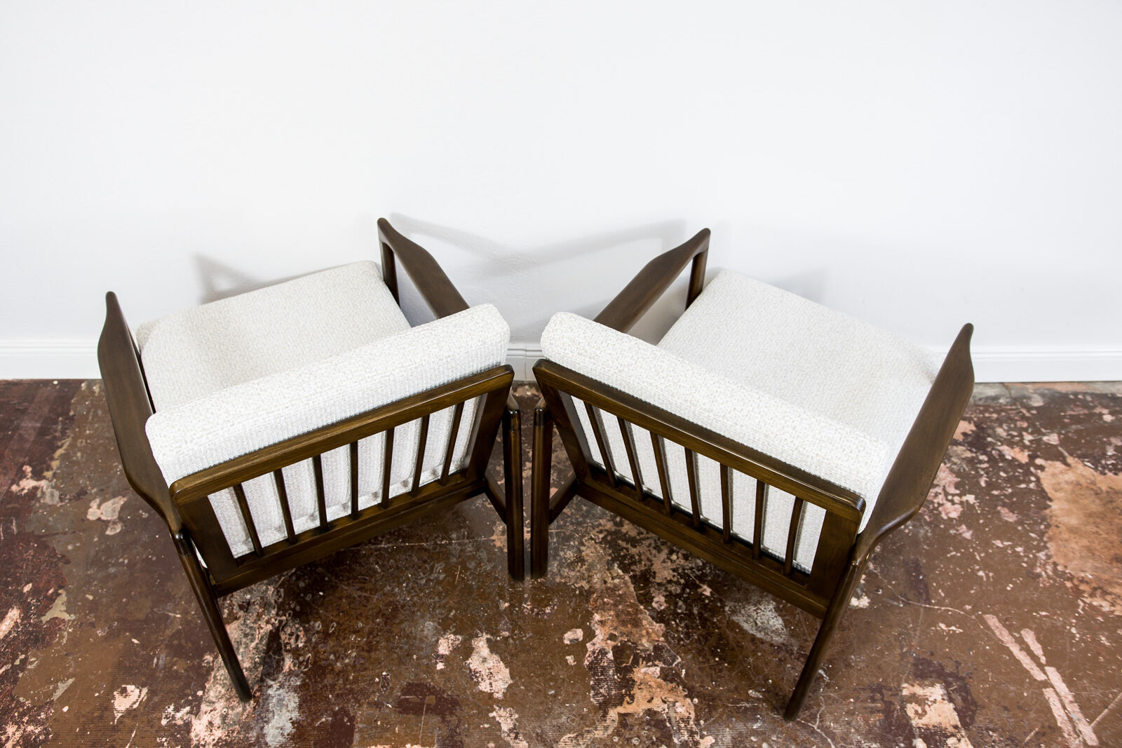 Pair of Restored White Grey B-7522 armchairs by Zenon Bączyk, 1960’s