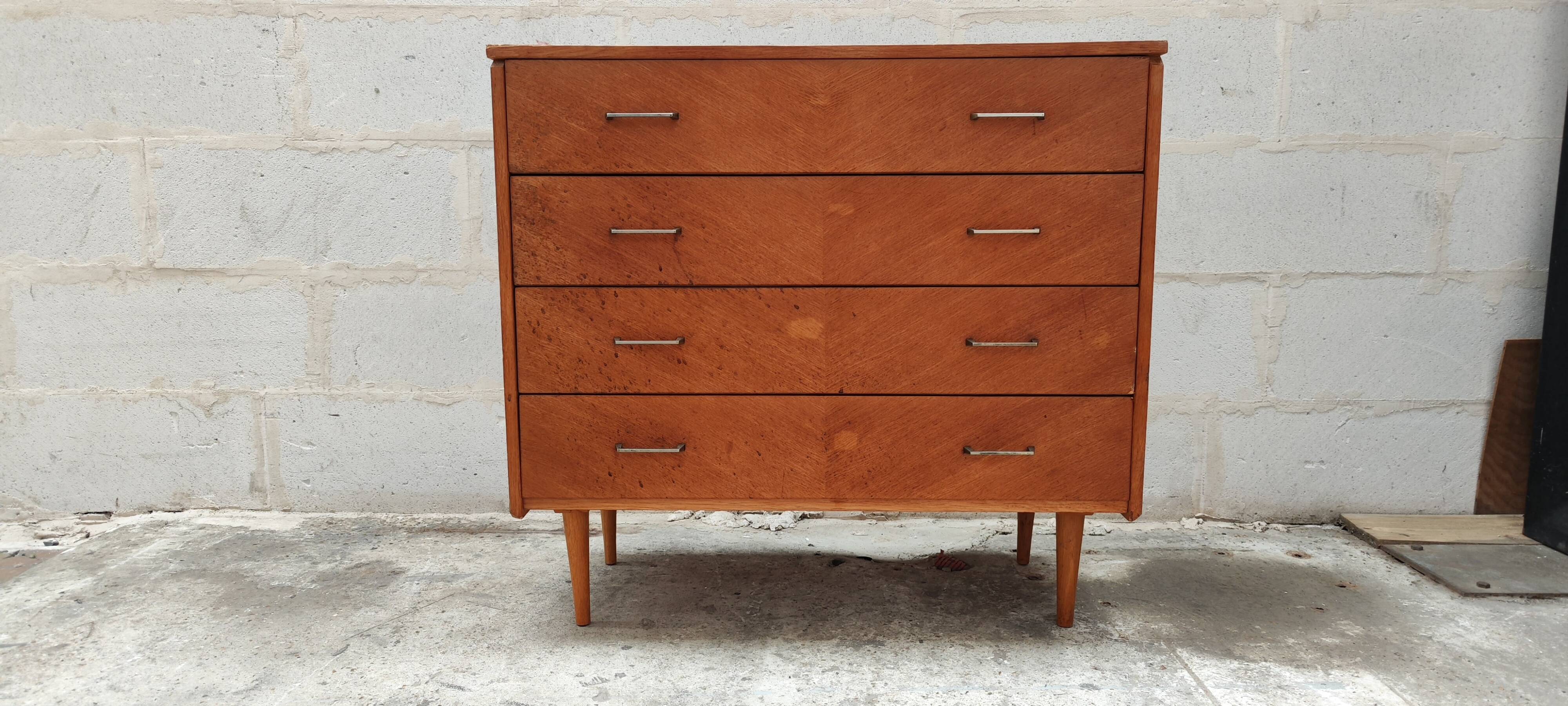 Vintage four-drawer chest of drawers circa 1960